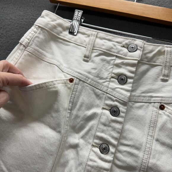 Abercrombie & Fitch Skirt Womens 26 White Natural Rise Button Up Denim Mini NEW - Picture 5 of 9